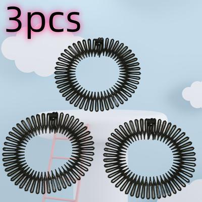 TEMU 3pcs Invisible Elastic Hair Combs For Flyaways - Flexible Stretch Headbands, All Hair Types Image