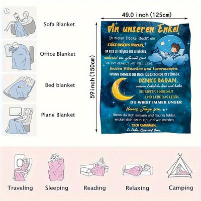 TEMU A Grandson A Flannel Blanket, A Blanket, An Outdoor Travel Blanket, A Camping Blanket, A Soft And Comfortable Blanket, A Birthday Gift Blanket, Suitable For A Valentine's Day Gift. Image