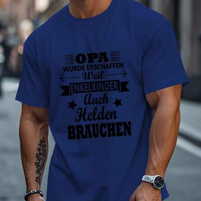 TEMU | Men's Casual German T-shirt - Short Sleeve, Polyester, Black With Humorous Text Print, Machine Washable, Summer Top Image