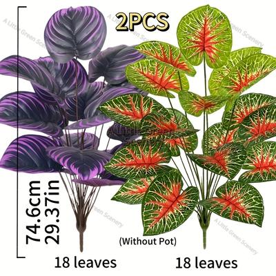 TEMU A Set Of 2 Artificial Tropical Plants, Decorating Homes, Indoors And Outdoors, And Suitable For . Uv Resistant Artificial Do Not Flower Pots. Image