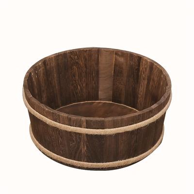 TEMU Rustic Wooden Photography Bucket - 11.8ft Tall, 360° Rotating Baby Photo Shoot Bin With Rope Harness, Durable Solid Design For , Showers, And Creative Studio Shoot
