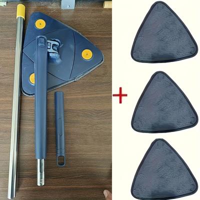 TEMU 1 Set Triangle Mop, 360° Rotatable And Adjustable Cleaning Mop For Bathtub, Tiles, Glass, Floor - Automatic Squeeze Design, Suitable For Cleaning Cloths, Living Room, Bedroom, Bathroom, Kitchen Image