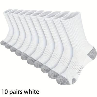TEMU 6/10/12/ Black And White Striped Socks, Simple Casual Comfortable Mid-calf Breathable Athletic Socks Image