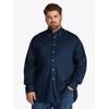 Langarmhemd "BT-LINEN BLEND SOLID", Herren, Gr. XXXL, N-Gr, blau (carbon navy), Web, Obermaterial: 52% Baumwolle, 48% Leinen, TOMMY HILFIGER BIG & TALL, casual, Langarm 1-Knopf-Manschette, Hemden, Große Größen