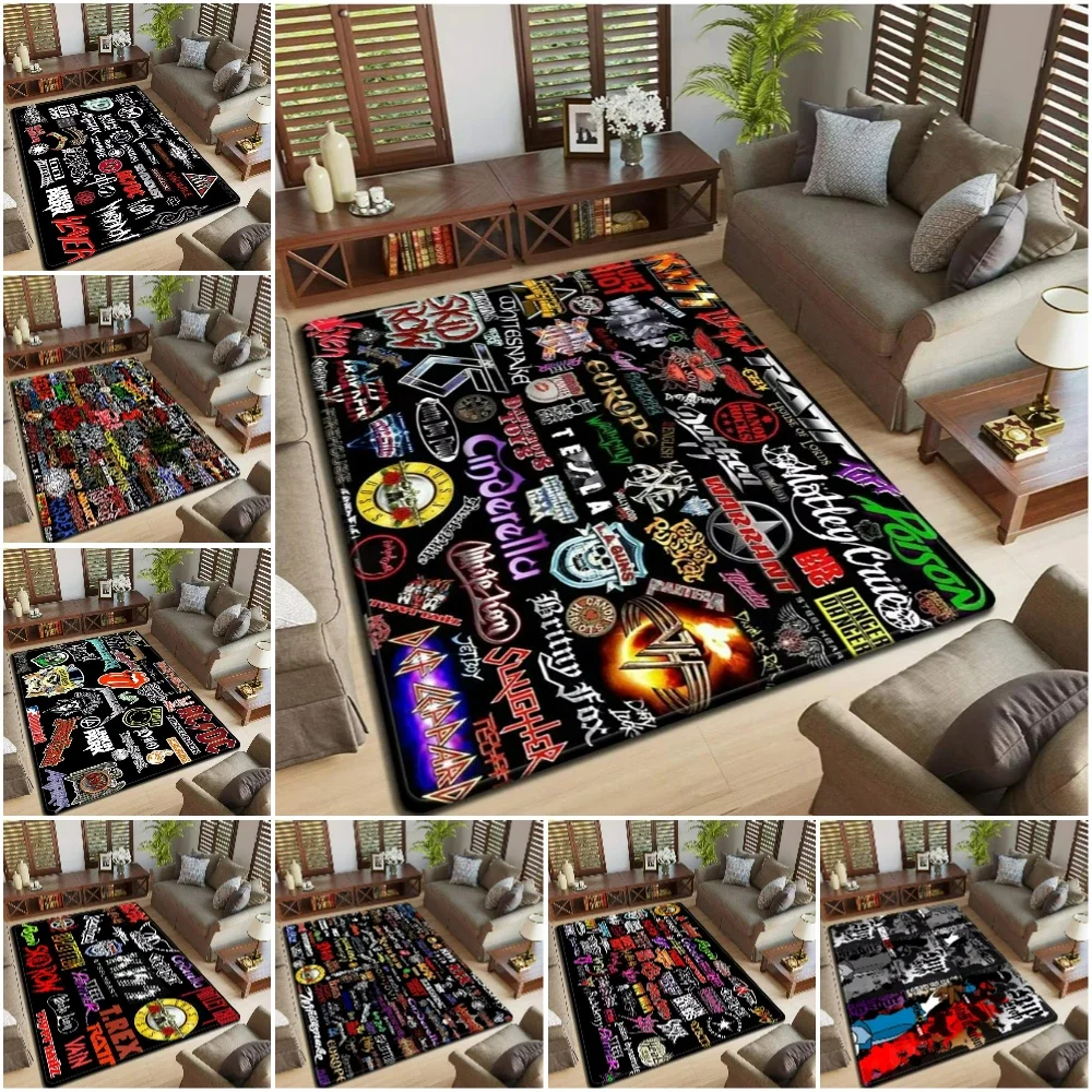 Band Logo Music Rock and Roll Pattern Carpet for Living Room Bedroom Non-Slip Soft Rug Kitchen Floor Mat Entrance Doormat