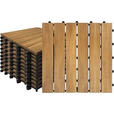 Terrassen-Holzfliesen mit Klicksystem, Balkonbodenfliesen, Akazienholzboden, Terrassenbelag, Image
