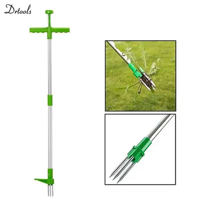Portable Weed Puller Stand Up Weeder Root Removal Tool with 3 Claws & Foot Pedal Long Handle Weeding Tool for Garden Yard Grass
