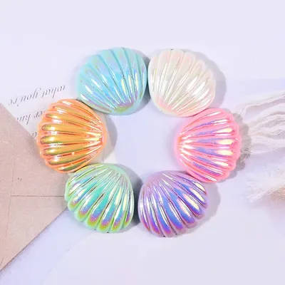 10pcs Mixed Colored Shell Craft Flat Back Resin Cabochons Embellishments Scrapbooking Accessory Accesorios Para El Cabello