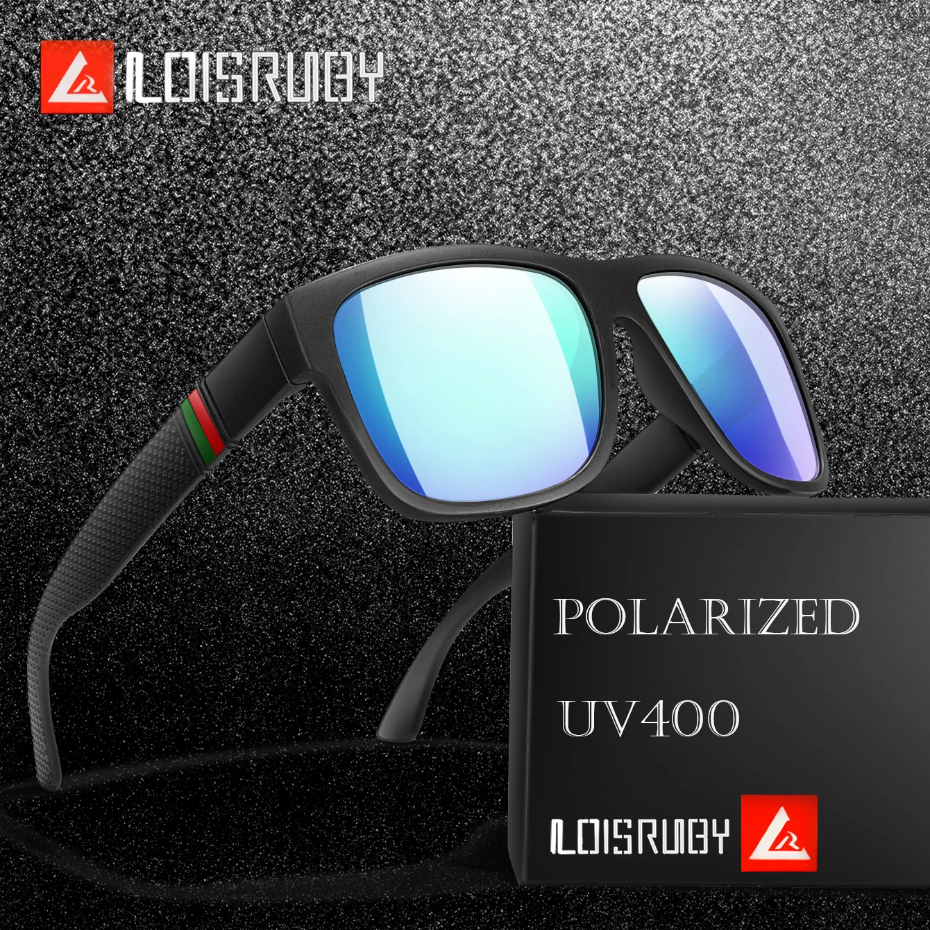 Polarisierte Herren-Sonnenbrille, quadratisch, zum Fahren, Motorrad, mit UV-Schutz, Outdoor, Radfahren, Laufen, Angeln, Vintage, großer Rahmen Image