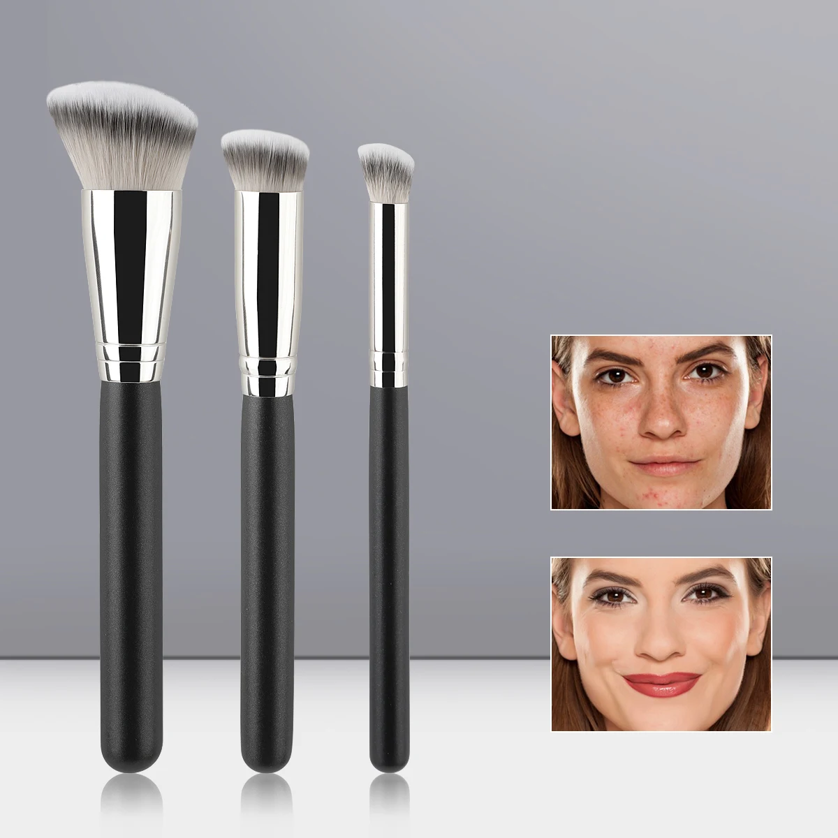 1/3 Stück Foundation Concealer Pinsel Premium Contour Rouge Pinsel Makellos unter den Augen Dichter Gesichts-Make-up-Pinsel zum Mischen Image