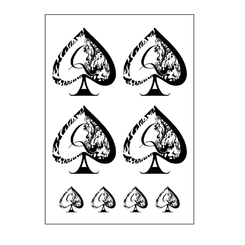 Flame Element Spades Q Temporäre Aufkleber Sexy Jumping Q Tattoo Aufkleber Brust Fuß Ringe Wasserdicht und Schweißfest Image