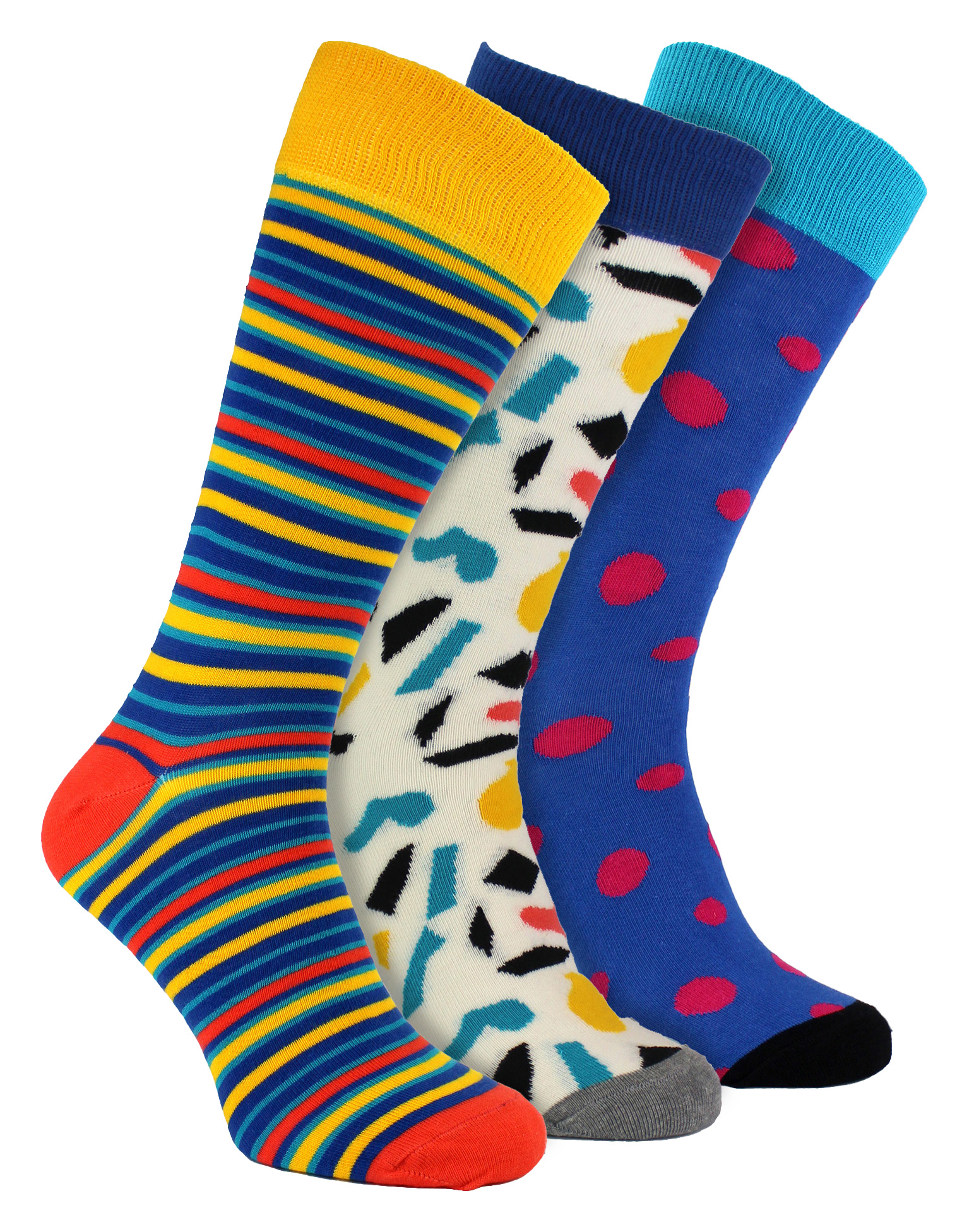 HS von Happy Socks - Herren 3er-Pack Klassische Gestreifte Dresssocken - Streifen (Helle Farben) Image