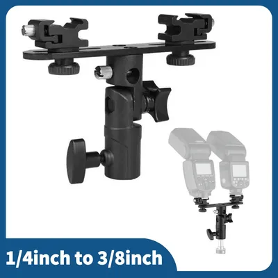 Doppelte T-förmige Dual-Blitzhalterung, Blitzschuh, Blitzgerät, Ständer, Ständer, Halterung, Zubehör für Canon, Nikon, DSLR-Kamera