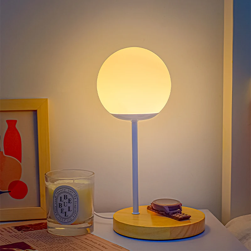 Nordic LED Schreibtisch Lampe Kreative Solide Nacht Nachtlicht Fernbedienung Glas Atmosphäre Schlafzimmer Stud yDimming Deco Tisch Lampen Image