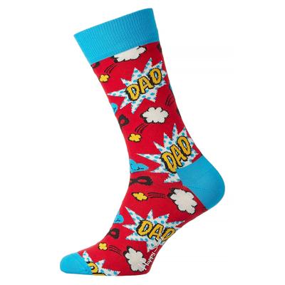 Neuheit Väter Socken | Glückliche Socken | Lustige rote blaue Socken mit verstärktem Fersen- und Zehenbereich | Vatertagsgeschenk - Rot Image
