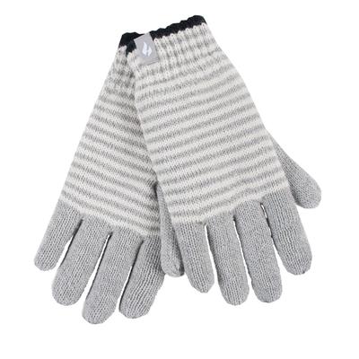 Damen Gestreifte Fleecegefütterte Strickwarme Thermohandschuhe für den Winter Image