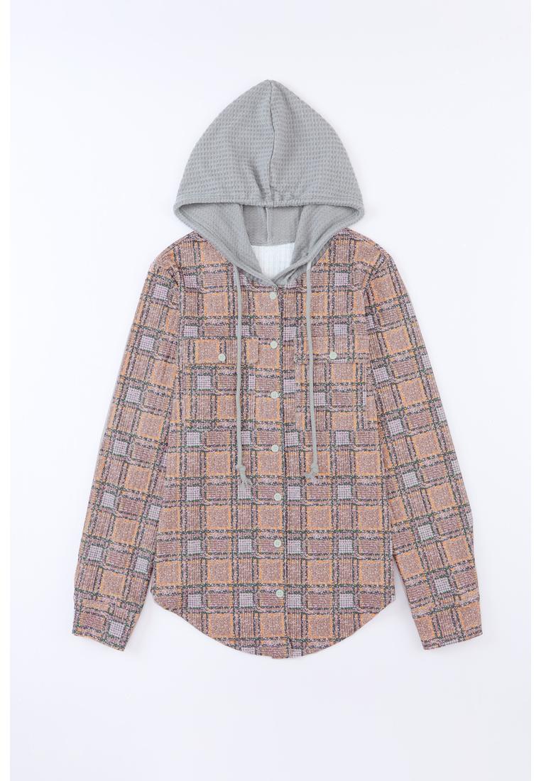 Azura Exchange Damen Kontrast-Karo Kapuzenjacke in Lila Image