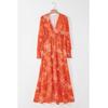 Azura Exchange Damen Maxi-Kleid mit orangefarbenem Blumenmuster