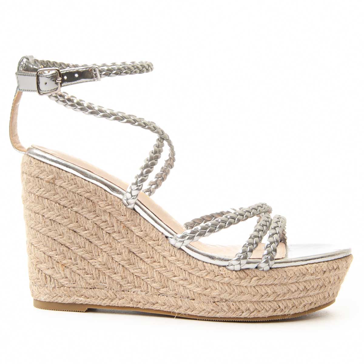 Montevita Wedge Sparto Sandale Wesparto6 in Silber