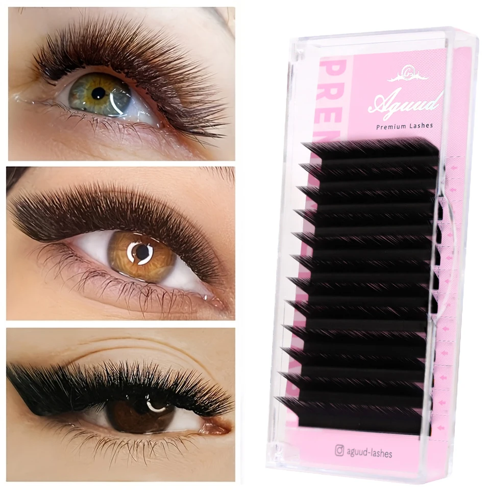 Aguud L M Curl 8–15 m individuelle Wimpernverlängerung, klassische Wimpernverlängerung, Tabletts, Großhandel, mattschwarz, weiche Nerz-Kunstwimpern Image