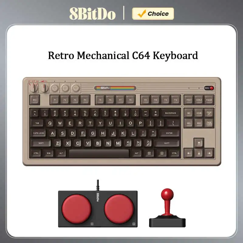 8BitDo Retro mechanische Tastatur C64 Edition, Bluetooth/2,4G/kabelgebunden, Hot-Swap-fähige Gaming-Tastatur für PC Windows 10, Android Image