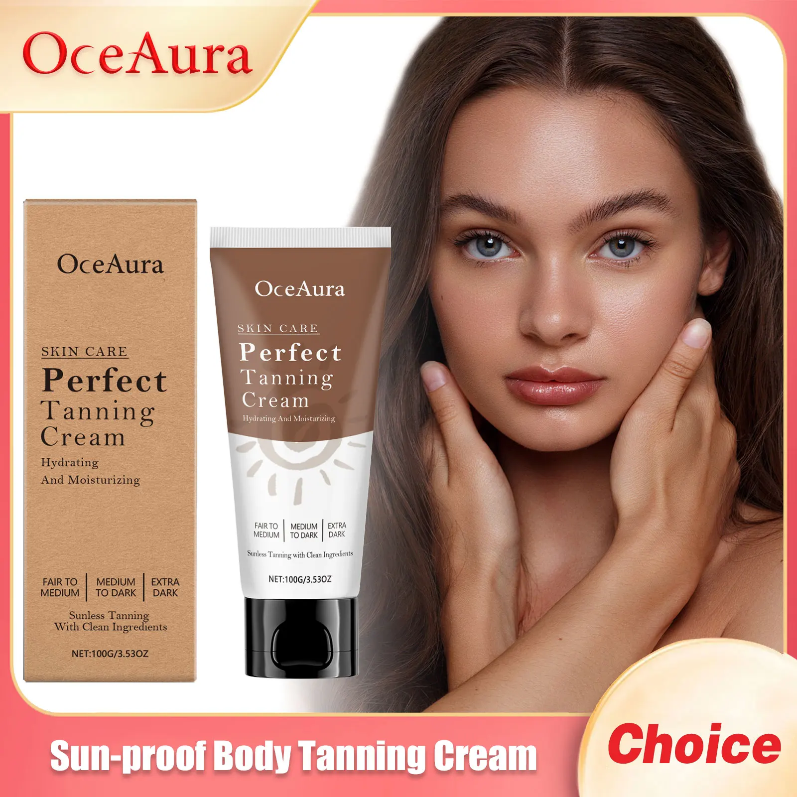 Selbst bräunung creme für den Gesichts körper verbessert die Haut Melanin Lotion lang anhaltend verhindert Sonnenbrand sonnen lose Bräunung produkte 100g Image