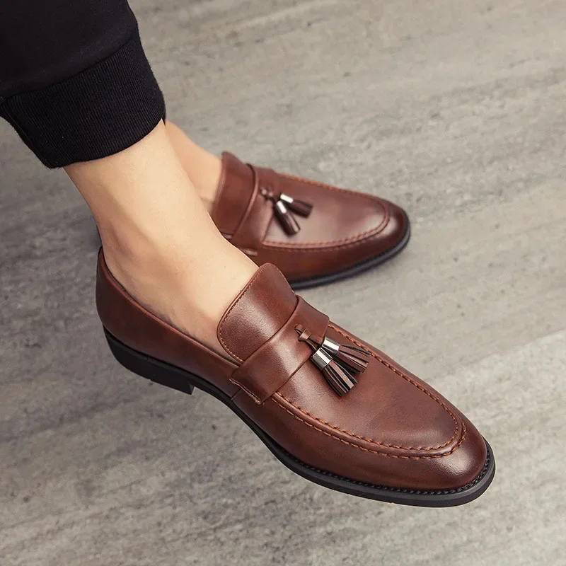 Büro Schuhe Für Männer Atmungsaktive Leder Loafer Männer Casual Schuhe Business Fahren Mokassins Bequeme Slip Auf Quaste Schuh