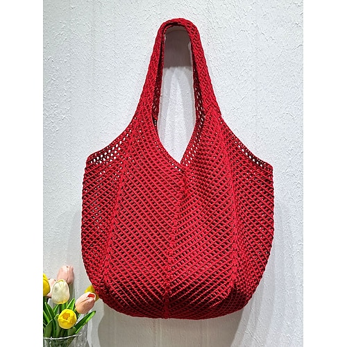 Per donna Borsa tote Borsa hobo Borse a Spalla Poliestere Rete Shopping Casual Quotidiano Spiaggia Grande Capacità Leggero Tinta unica Nero Giallo Rosso