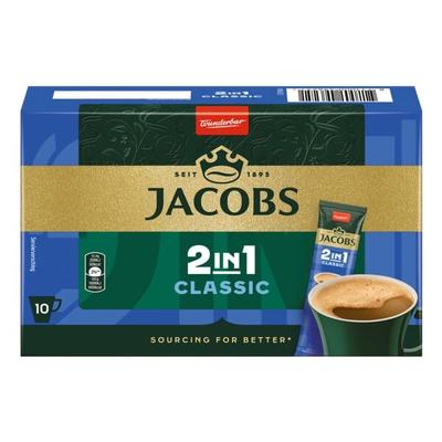 Jacobs 10er-Pack Instantkaffee »2in1 Classic« ungesüßt braun