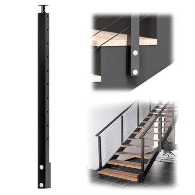 Black Side Mount Stair Cable Railing Post 36 Inch for 25-35 Degrees Stair Patent Design for Both