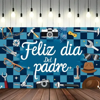 1 Father's Day polyester flag with a vibrant blue and white checkered design, which is perfect for
