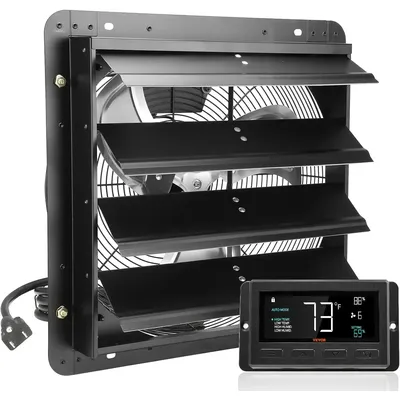 16'' Shutter Exhaust Fan, Temperature and Humidity Controls, 18.9 x 18.9 inch, 2650 CFM, ETL Listed,