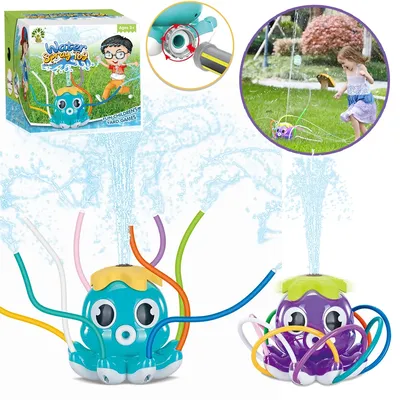 Water Sprinkler Octopus Toy Automatic Rotating Sprinkler Children Octopus Bath Toy Summer Outdoor
