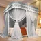 Solid Double Layer Canopy Bed Curtains, Bed Canopy Set with Ruffle, Netting 4 Opening Mosquito Net,