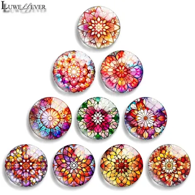 12mm 10mm 20mm 25mm 30mm 40mm 901 Geometric Art Mix Round Glass Cabochon Jewelry Finding 18mm Snap