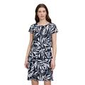Sommerkleid BETTY BARCLAY "Betty Barclay Stufenkleid mit U-Boot-Ausschnitt", Damen, Gr. 40, Normalgrößen, blau (dunkelblau, weiß), Obermaterial: 100% Polyamid. Futter: 100% Polyester., feminin, gerade kurz, Rundhals, Halbarm, Kleider, Druck