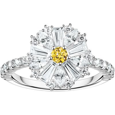 Fingerring THOMAS SABO "Lovely Daisy Cocktail-Ring, TR2493-051-4-54-60" Gr. 56, bunt (silberfarben, weiß, gelb, weiß, gelb), Fingerringe, Damen, 56, Silber 925 (Sterlingsilber), 1,5mm, mit Zirkonia (synth.) Image