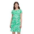 Sommerkleid BETTY BARCLAY "Betty Barclay Stufenkleid mit U-Boot-Ausschnitt", Damen, Gr. 40, Normalgrößen, bunt (grün, cream), Obermaterial: 100% Polyamid. Futter: 100% Polyester., feminin, gerade kurz, Rundhals, Halbarm, Kleider, Druck