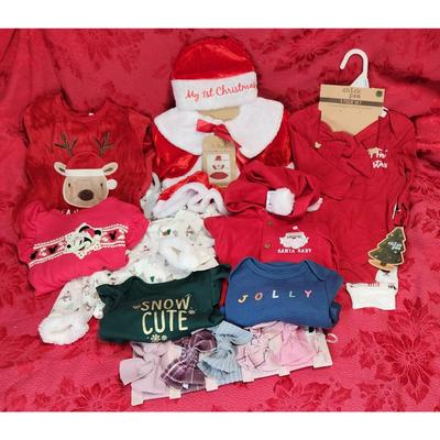 Disney Matching Sets | 3 Month Baby Christmas Clothes 8 Outfits+Bows Onepiece First Christmas | Color: Pink/White | Size: 3mb