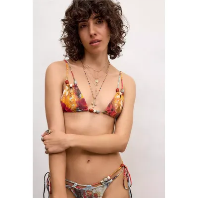 Jaded London Jurema Cut Out Beaded Bikini Top M at Urban Outfitters