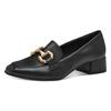 Pumps TAMARIS, Damen, Gr. 39, schwarz, Lederimitat, klassisch, Schuhe, Blockabsatz, Businesschuh, Slipper mit goldfarbenem Schmuckelement
