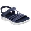 Sandale SKECHERS "GO WALK FLEX SANDAL", Damen, Gr. 40, blau (navy, beige), Textil, Lederimitat, meliert, casual, Schuhe, Schlupfschuh, Sommerschuh, Plateausandale mit Goga Mat Fußbett, Topseller