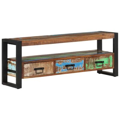 vidaXL TV Stand Entertainment Center TV Storage Cabinet Solid Rough Mango Wood - 47.2