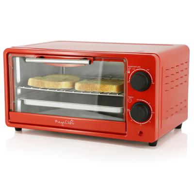Counter Top Compact 9L Electric Toaster Oven with Rack in Red