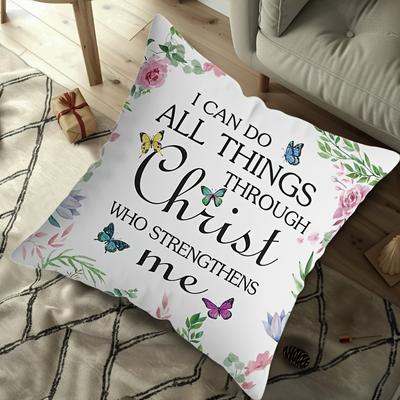 "TEMU 1pc, "i Can ", 17.7x17.7inch Throw Pillow Cover, Spirit And Strength, Bedroom Decoration, Sofa, Car, Double-sided Pattern, Pillow Insert Not Included" Image