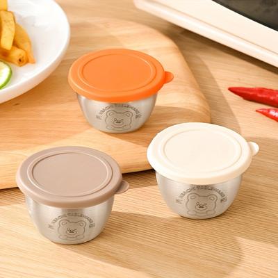TEMU 3pcs Stainless Steel Condiment Cups With - Salads, Sauces & - Ideal For Lunch Boxes, , Travel & Holiday Themes - Great For Kitchen & Restaurant Use Image