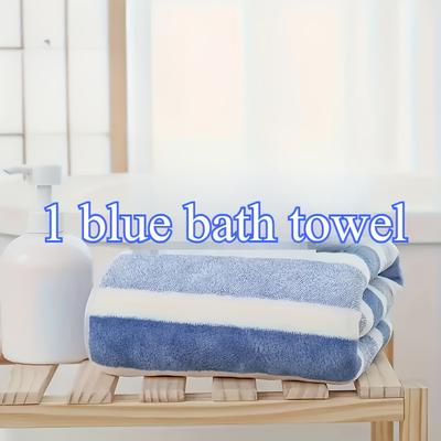 TEMU 1 Piece Of Luxurious, Thick Striped Bath Towel, Ideal For The Beach - Exceptionally Soft, Fast-drying, And Absorbent Towels For Your Bathroom - Perfect Daily Bathroom Essentials. Rv Showers Image