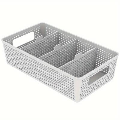 TEMU 1/2pcs Basket With 3 Compartments, Organizing Bathroom Vanity And Kitchen Cabinets, 1 Set From, Shelf Baskets Image