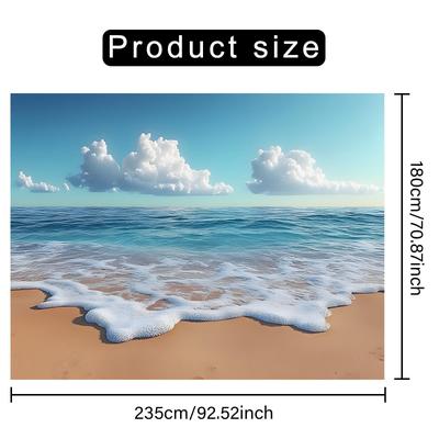 TEMU 1pc Polyester Seaside Ocean Scene Backdrop Banner, Summer Beach Wall Decor For Photo Booth, Birthday, Anniversary, Wedding, All , Indoor & Outdoor Use, No Electricity Needed Image