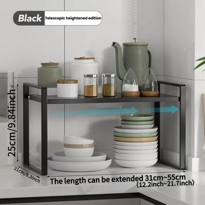 TEMU Metallic Varnished Tiered Shelf, Floor Mounted, No Golden Pipes, Assembled, Kitchen Cabinet Storage, Utility Racks Image